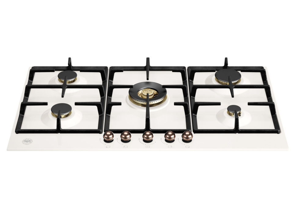 Ivory white gas hob with brass knob, 90 cm, Heritage - Bertazzoni in the group Barbecues, Stoves & Ovens / Stoves / Gas & induction hobs at KitchenLab (1403-20766)