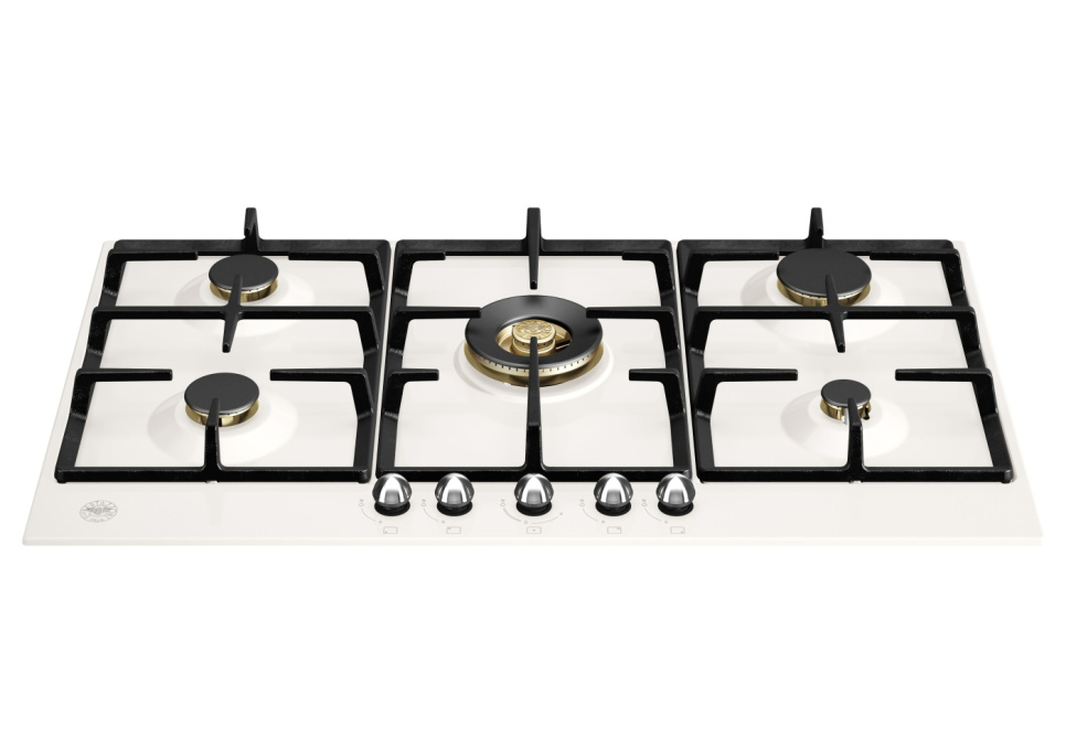 Ivory white gas hob with stainless steel knobs, 90 cm, Heritage - Bertazzoni in the group Barbecues, Stoves & Ovens / Stoves / Gas & induction hobs at KitchenLab (1403-20767)