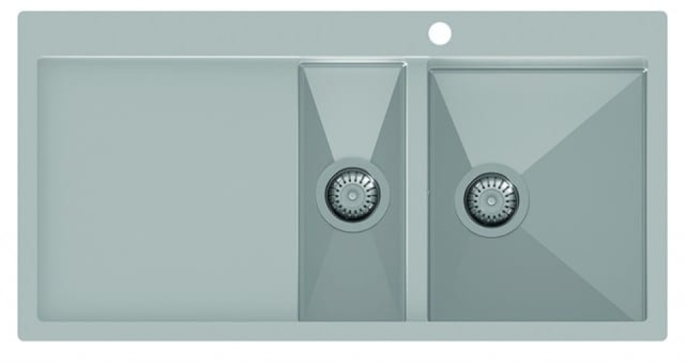 Evier double inox 1000 x 510 mm avec étagère à gauche dans le groupe Décoration de la cuisine / Éviers l\'adresse The Kitchen Lab (1416-12562)