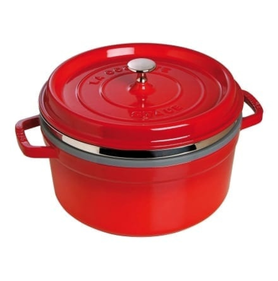 Cast iron pan with steam insert, 26 cm, 5.2 litres, Red - Staub in the group Cooking / Pots & Pans / Pots at KitchenLab (1418-12942)