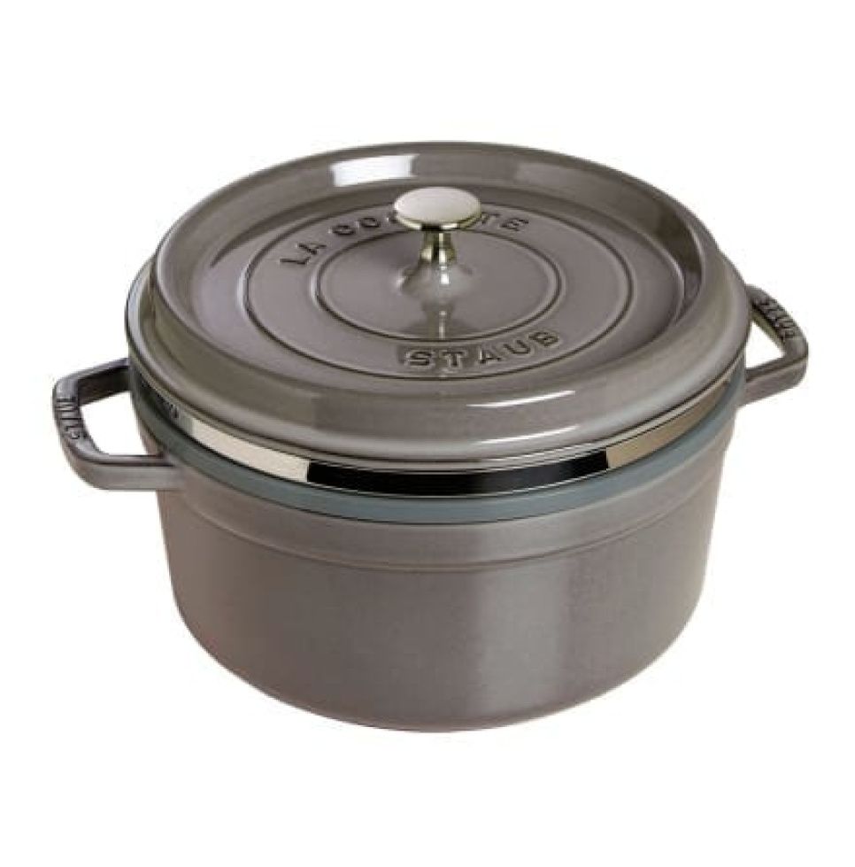 Cast iron pan with steam insert, 26 cm, 5.2 litres, grey - Staub in the group Cooking / Pots & Pans / Pots at KitchenLab (1418-12943)