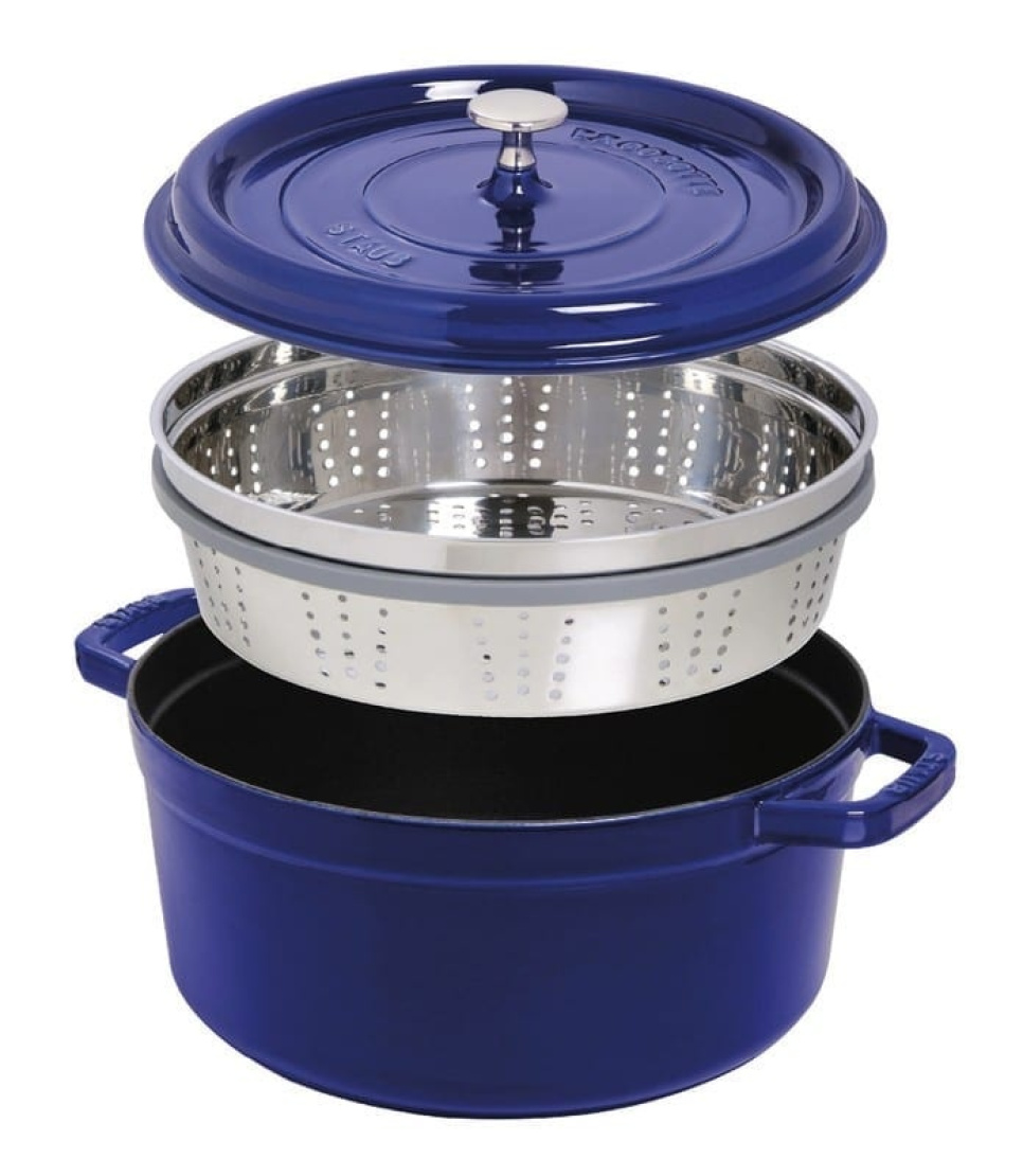 Cast iron pan with steam insert, 26 cm, 5.2 litres, Blue - Staub in the group Cooking / Pots & Pans / Pots at KitchenLab (1418-12946)