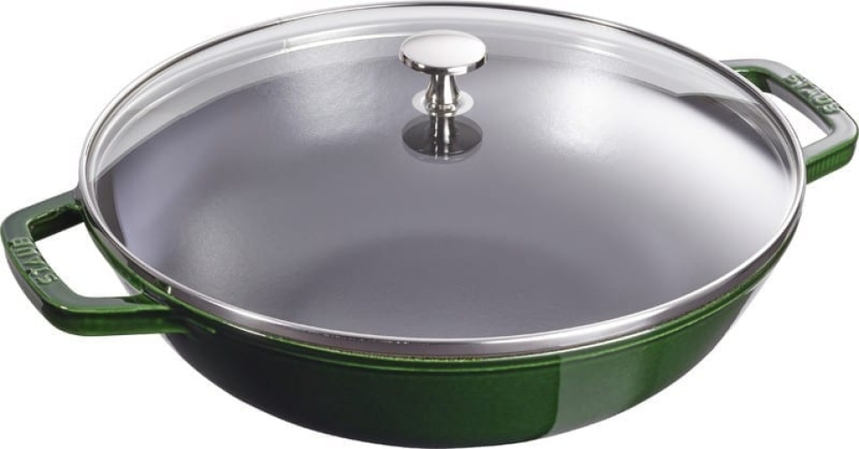 Wok with glass lid, 30 cm, green - Staub in the group Cooking / Frying pan / Wok pans at KitchenLab (1418-13059)