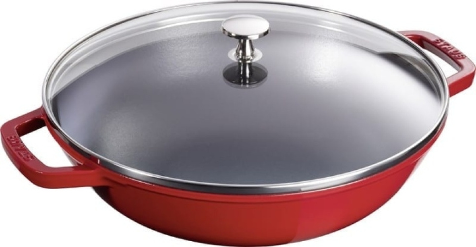Wok mit Glasdeckel, Rot - Staub in der Gruppe Kochen / Küchenutensilien / Asiatische Küche bei The Kitchen Lab (1418-17599)