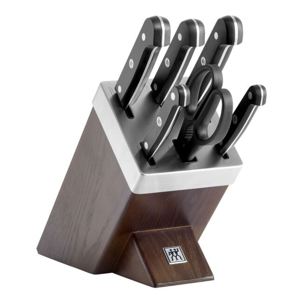 Messerset mit Selbstschärfendem Messerblock aus Dunkler Esche, 7-teilig, Gourmet - Zwilling in der Gruppe Kochen / Küchenmesser / Messeraufbewahrung / Messerblöcke bei The Kitchen Lab (1418-35257)