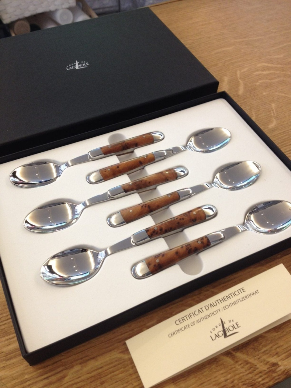 Set of 6 dessert spoons, tuja handle in the group Table setting / Cutlery / Spoons at KitchenLab (1446-15873)