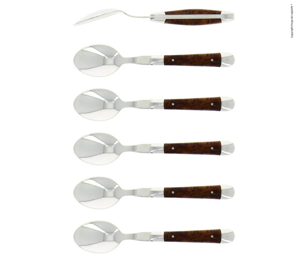 Six dessert spoons, Tuja handle, polished, Tradition - Forge de Laguiole in the group Table setting / Cutlery / Spoons at KitchenLab (1446-15873)