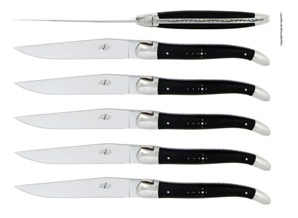 Coffret de 6 couteaux de table, manches ébène - Forge de Laguiole dans le groupe Arts de la table / Couverts / Couteaux l\'adresse The Kitchen Lab (1446-24423)