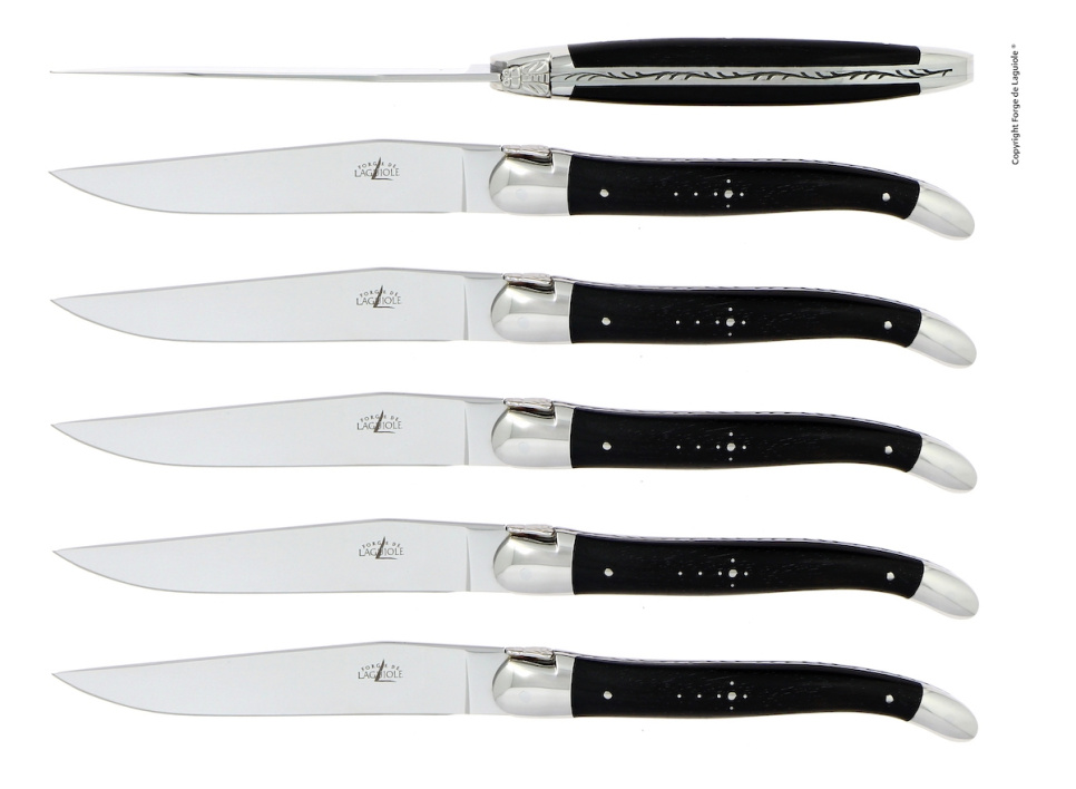 Six knives, Ebony handles, polished, Tradition - Forge de Laguiole in the group Table setting / Cutlery / Knives at KitchenLab (1446-24423)