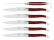 Six knives, red textile composite handle, glossy, Tradition - Forge de Laguiole