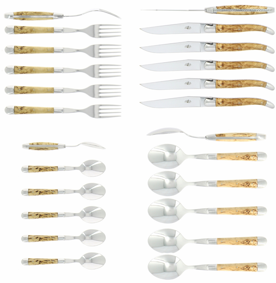 Cutlery set 03, Birch handles, polished, Tradition - Forge de Laguiole in the group Table setting / Cutlery / The cutlery at KitchenLab (1446-32852)