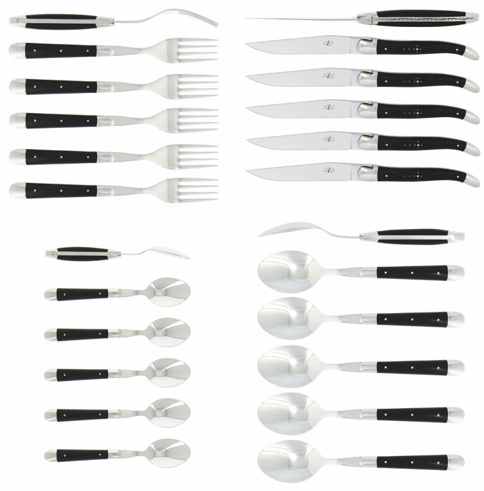 Cutlery set 03, Ebony handles, polished, Tradition - Forge de Laguiole in the group Table setting / Cutlery / The cutlery at KitchenLab (1446-32853)
