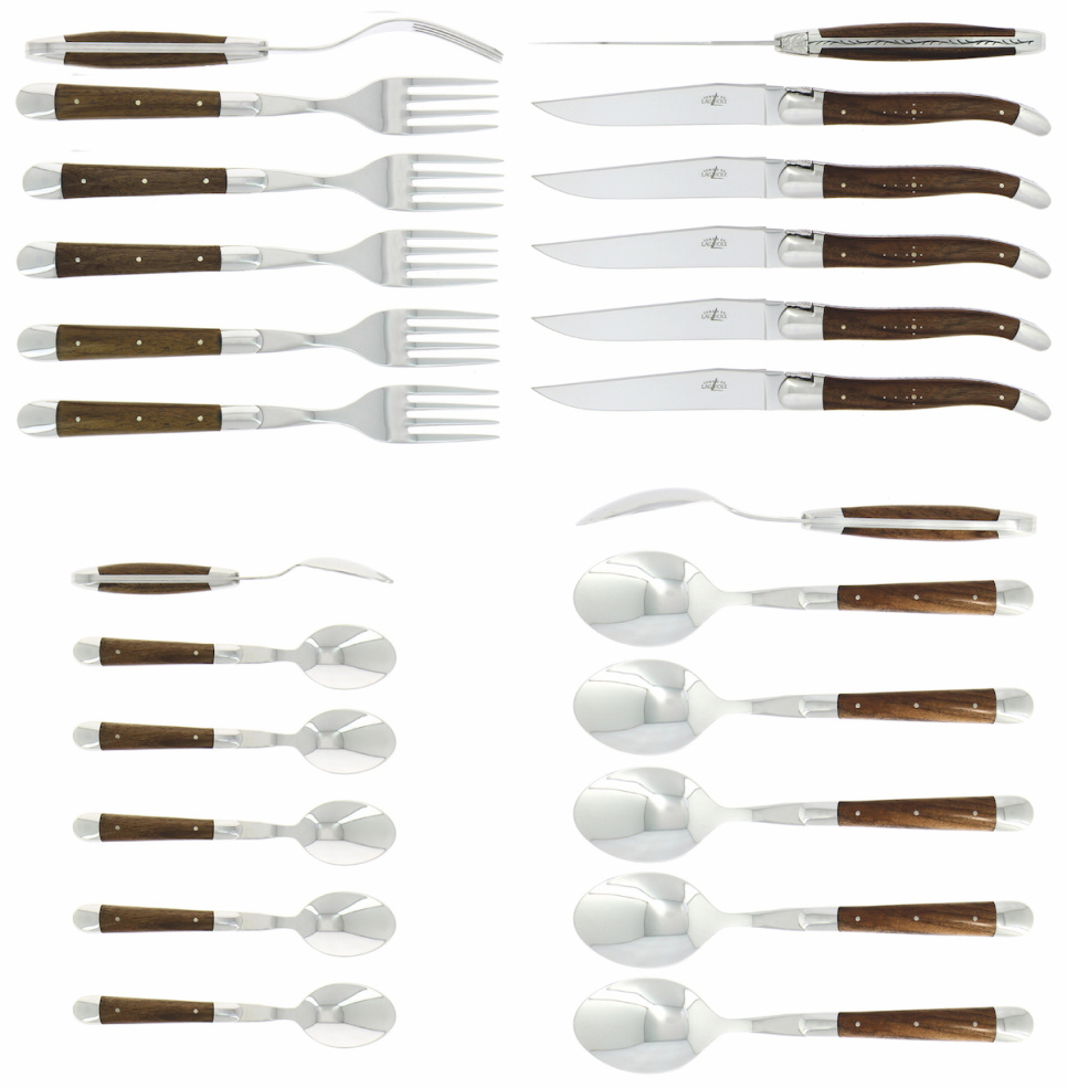 Cutlery set 03, Walnut handles, polished, Tradition - Forge de Laguiole in the group Table setting / Cutlery / The cutlery at KitchenLab (1446-32859)