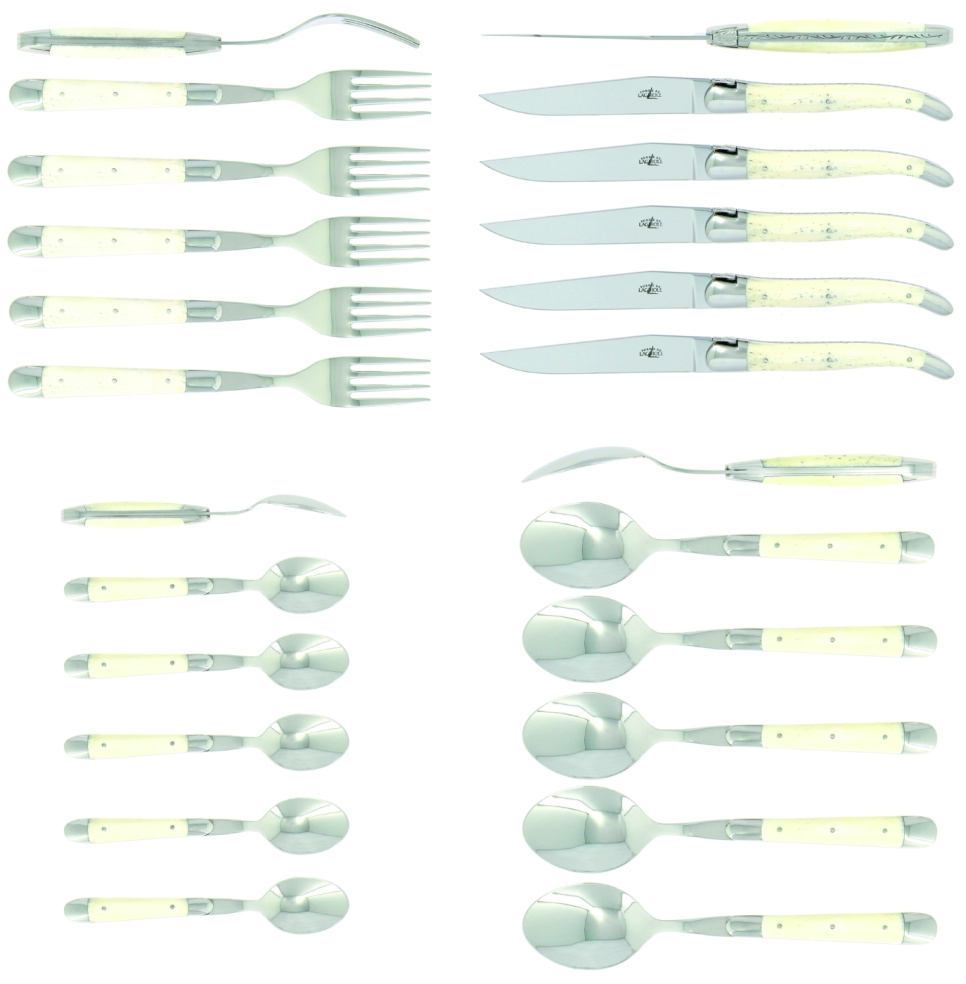 Cutlery set 05, bone handle, polished, Tradition - Forge de Laguiole in the group Table setting / Cutlery / The cutlery at KitchenLab (1446-32860)