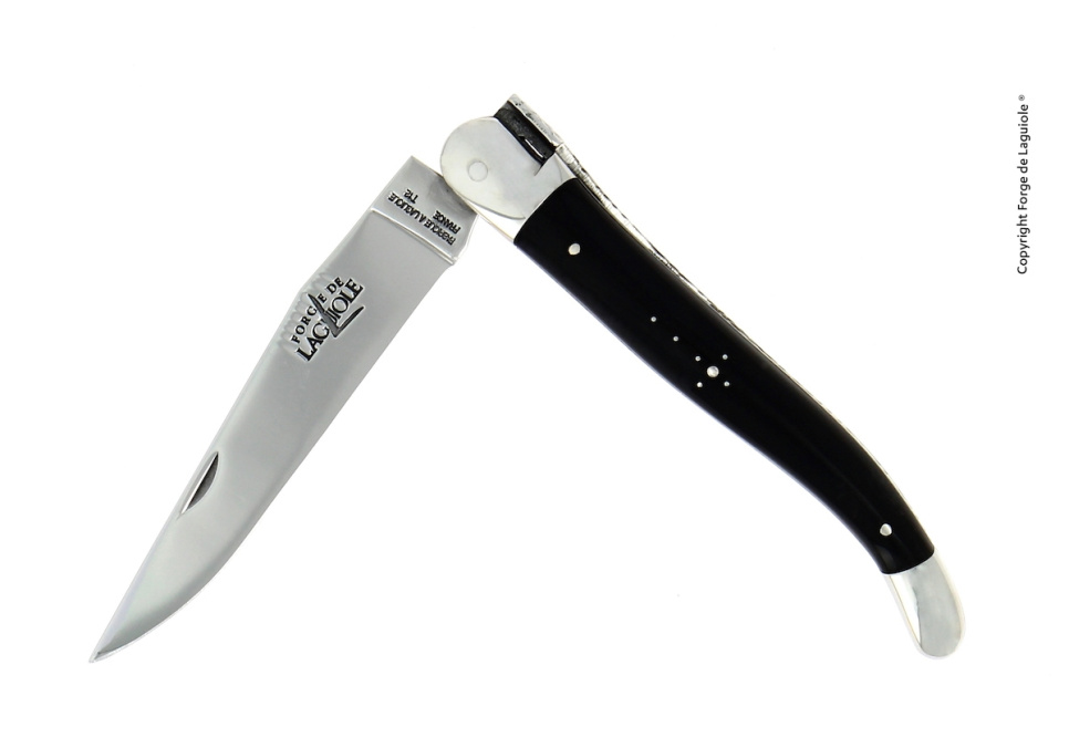 Folding knife, 12 cm, Dark Horn handle, polished, Tradition - Forge de Laguiole in the group Table setting / Cutlery / Knives at KitchenLab (1446-32869)