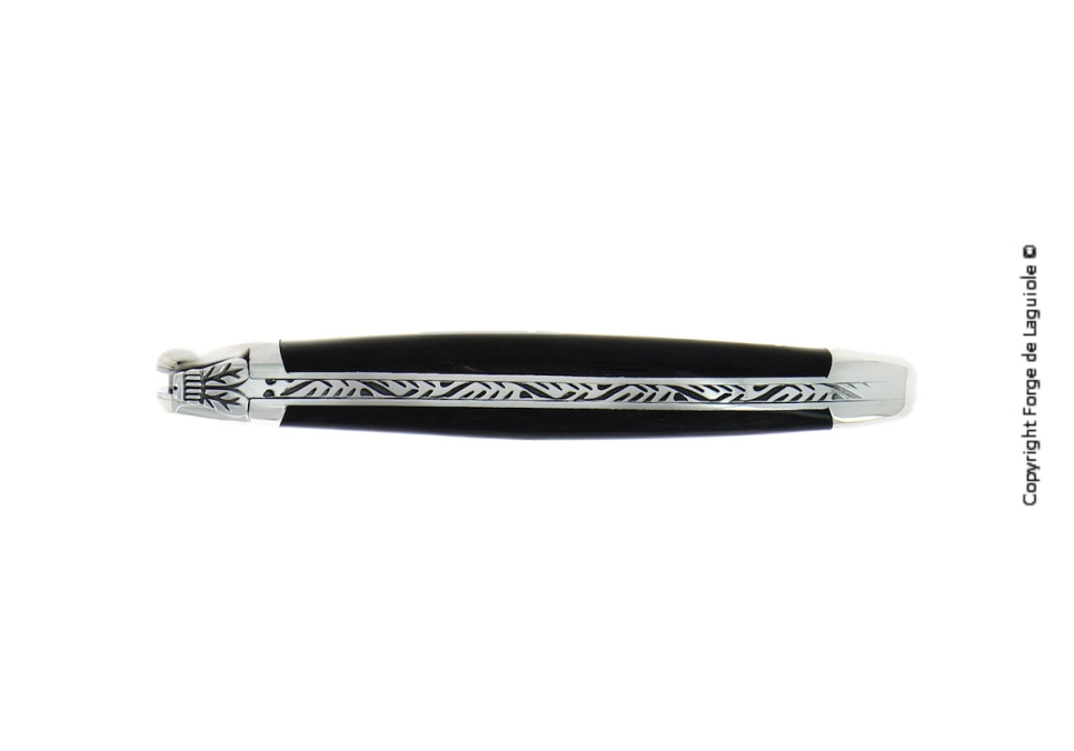 Folding knife, 12 cm, Dark Horn handle, polished, Tradition - Forge de Laguiole