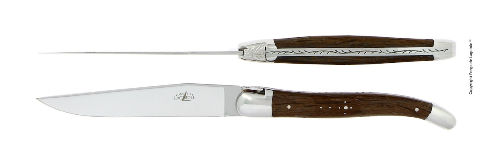 Two knives, Petrified Oak handle, polished, Tradition - Forge de Laguiole in the group Table setting / Cutlery / Knives at KitchenLab (1446-32892)