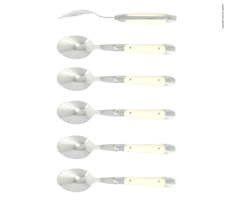 Six dessert spoons, bone handle, polished, Tradition - Forge de Laguiole in the group Table setting / Cutlery / Spoons at KitchenLab (1446-32901)