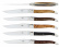 Six couteaux, manches en différents bois durs, polis, Tradition - Forge de Laguiole