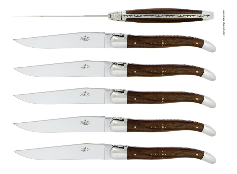 Six knives, Walnut handle, polished, Tradition - Forge de Laguiole in the group Table setting / Cutlery / Knives at KitchenLab (1446-32921)