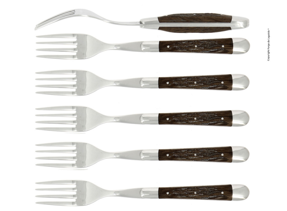 Six forks, Petrified oak bark handle, polished, Tradition - Forge de Laguiole in the group Table setting / Cutlery / Forks at KitchenLab (1446-32922)