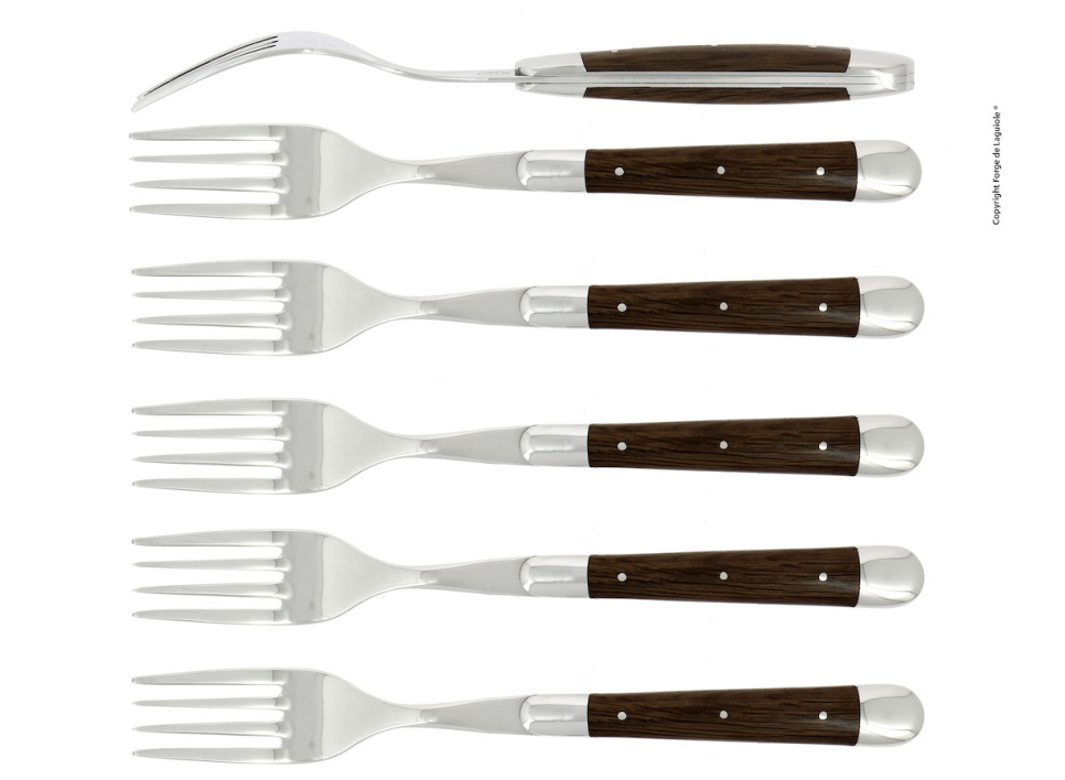 Six forks, Petrified Oak handle, polished, Tradition - Forge de Laguiole in the group Table setting / Cutlery / Forks at KitchenLab (1446-32927)