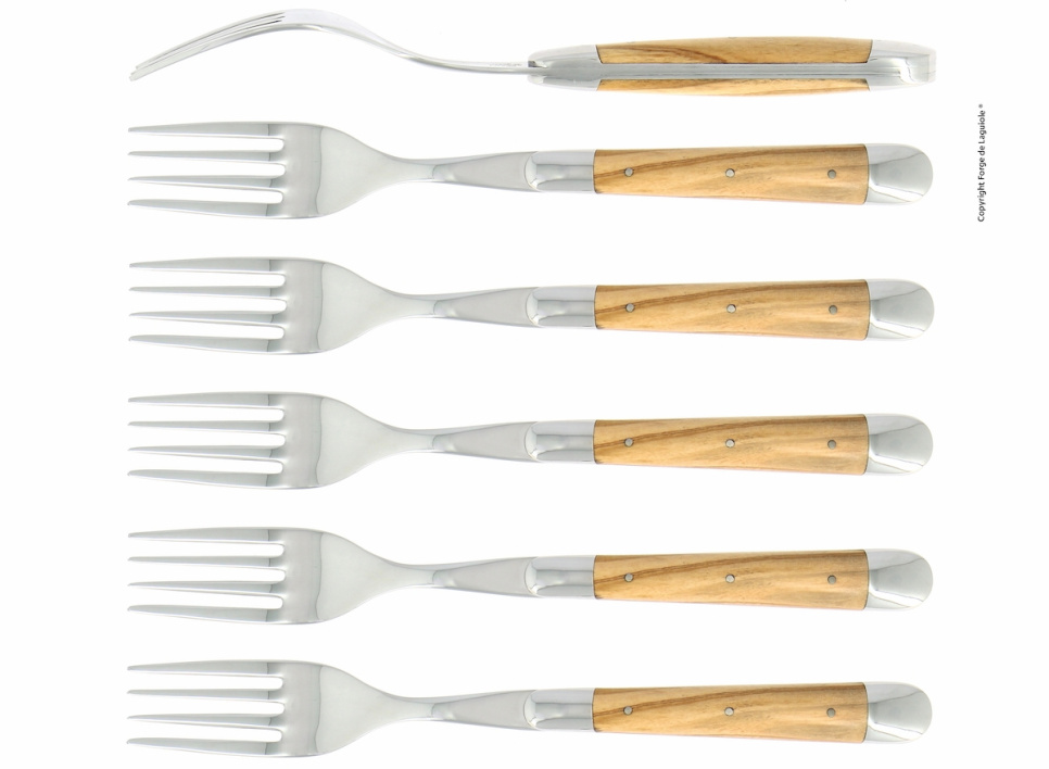 Six forks, Olive wood handle, polished, Tradition - Forge de Laguiole in the group Table setting / Cutlery / Forks at KitchenLab (1446-32930)