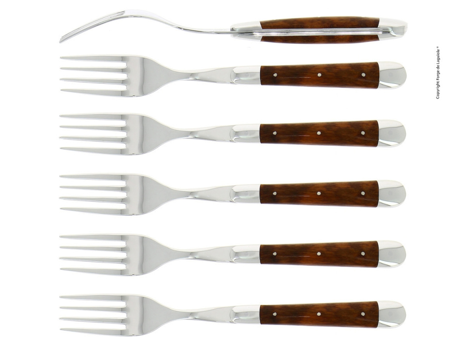 Six forks, Snakewood handle, polished, Tradition - Forge de Laguiole in the group Table setting / Cutlery / Forks at KitchenLab (1446-32932)