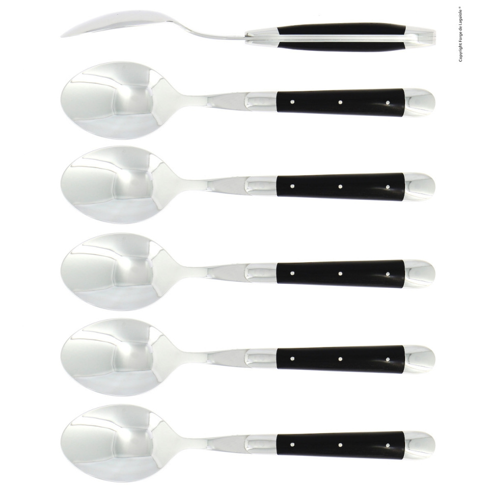 Six spoons, Ebony handles, polished, Tradition - Forge de Laguiole in the group Table setting / Cutlery / Spoons at KitchenLab (1446-32938)