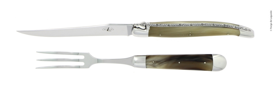 Carving set 17 cm, Light Horn handle, polished, Tradition - Forge de Laguiole in the group Cooking / Kitchen knives / Trancher knives at KitchenLab (1446-32948)