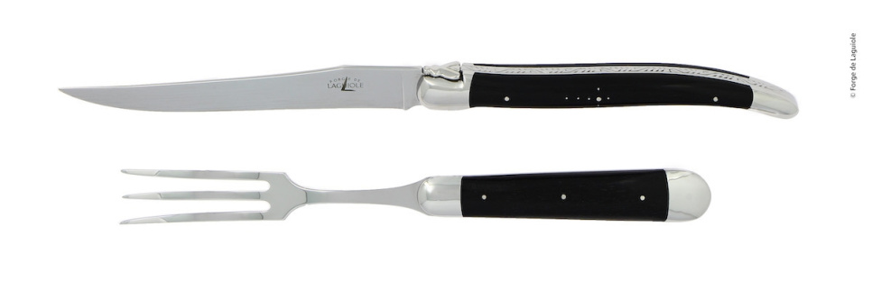 Set à sculpter 17 cm, manche en corne noire, poli, Tradition - Forge de Laguiole dans le groupe Cuisine / Couteaux de cuisine / Couteaux à trancher l\'adresse The Kitchen Lab (1446-32949)