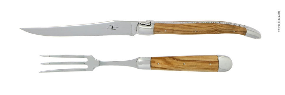 Carving set 17 cm, Olive wood handle, polished, Tradition - Forge de Laguiole in the group Cooking / Kitchen knives / Trancher knives at KitchenLab (1446-32950)