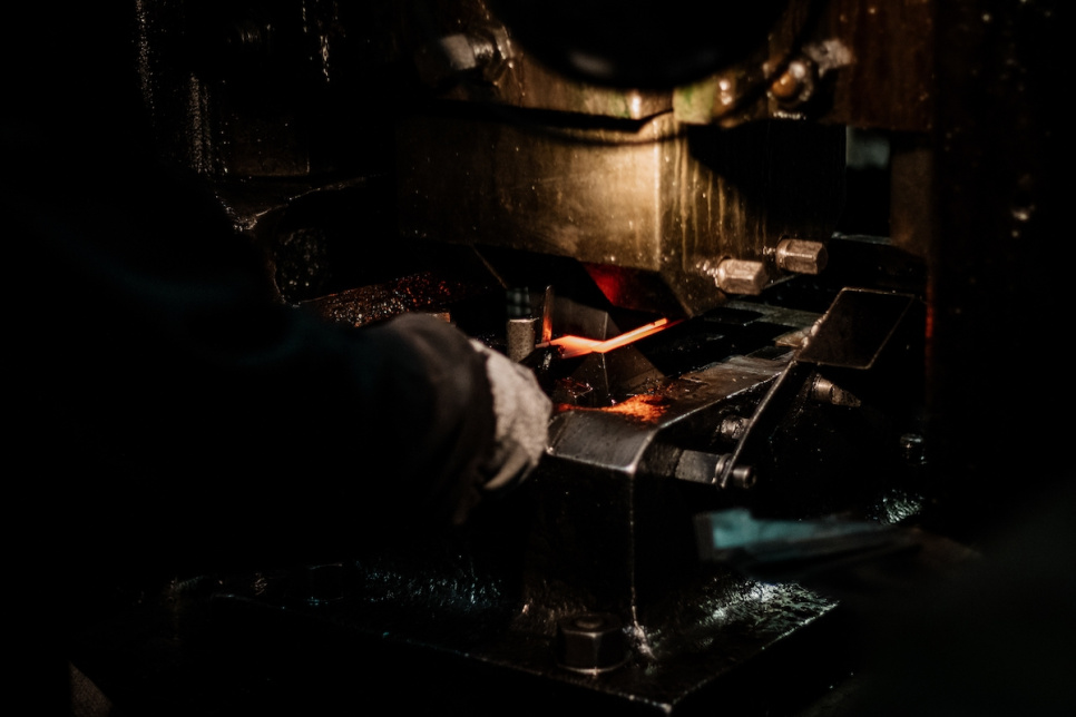 Aubra horn sommelier knife, damascened with decoration, Collection - Forge de Laguiole