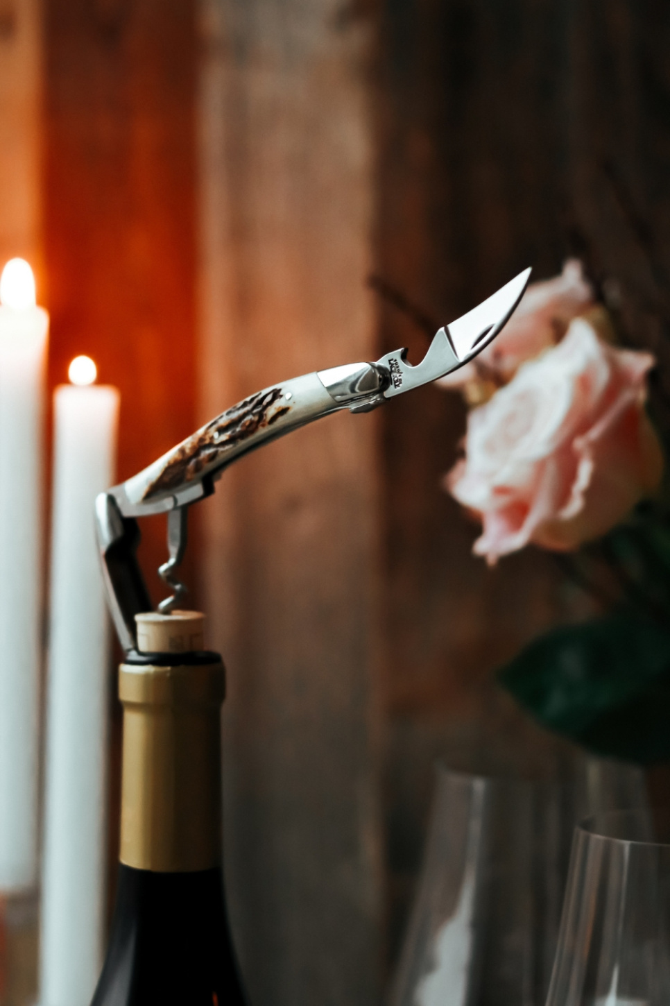 Deer antler sommelier knife, polished, Tradition - Forge de Laguiole