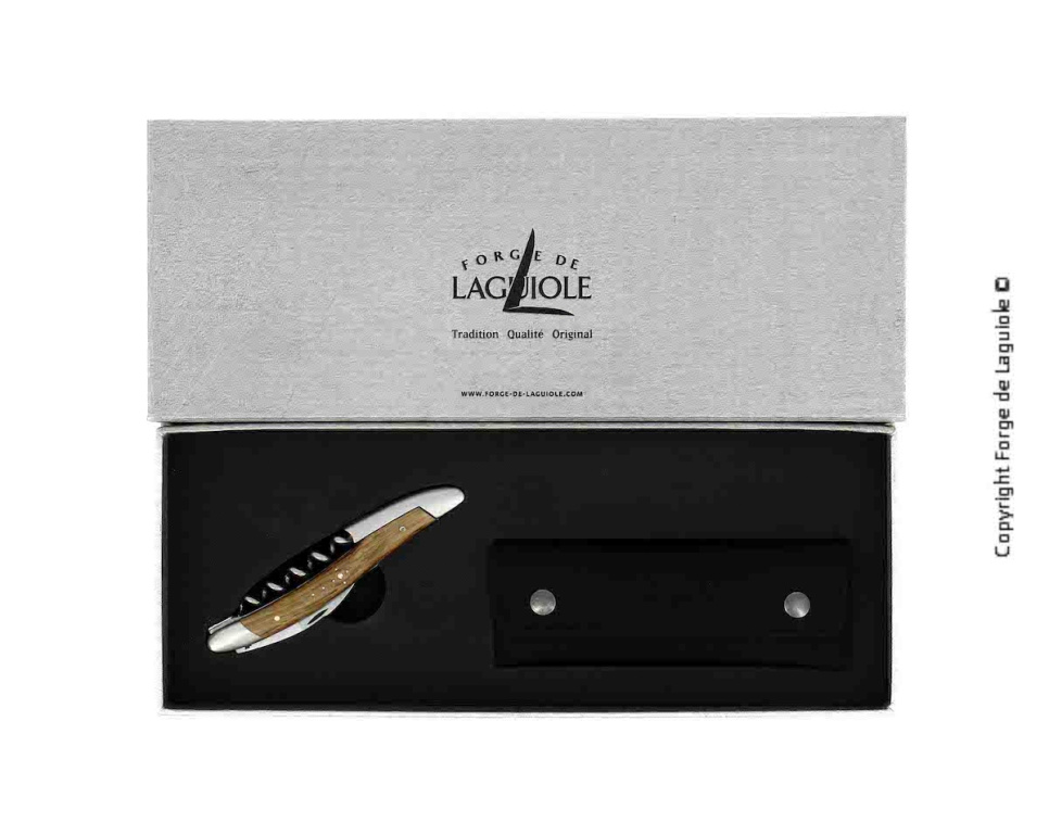 Couteau de sommelier en chêne pétrifié, damasquiné avec décoration, Collection - Forge de Laguiole dans le groupe Cocktails et Vin / Accessoires pour le vin / Couteaux de sommelier et ouvre-bouteilles l\'adresse The Kitchen Lab (1446-32965)