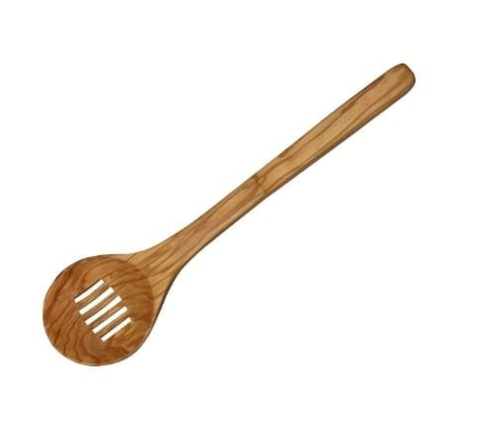 Perforated wooden spoon in olive, 30 cm, with thumb grip - Scanwood in the group Cooking / Kitchen utensils / Ladles & spoons at KitchenLab (1451-13287)