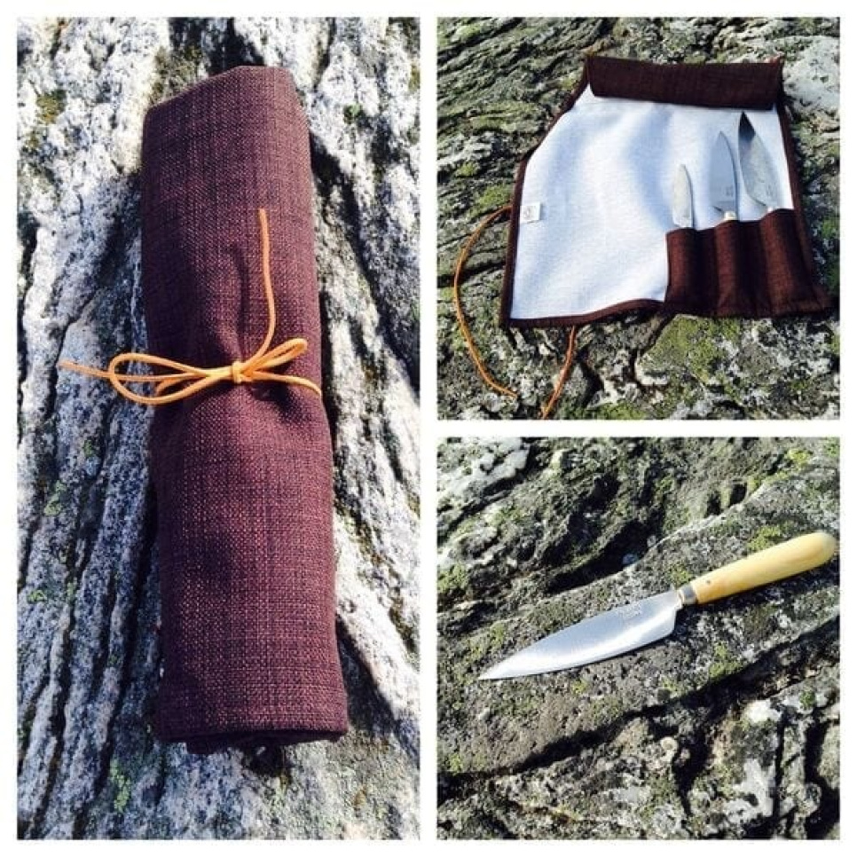 Knife set 3 knives in carbon steel and knife roll - Pallarès