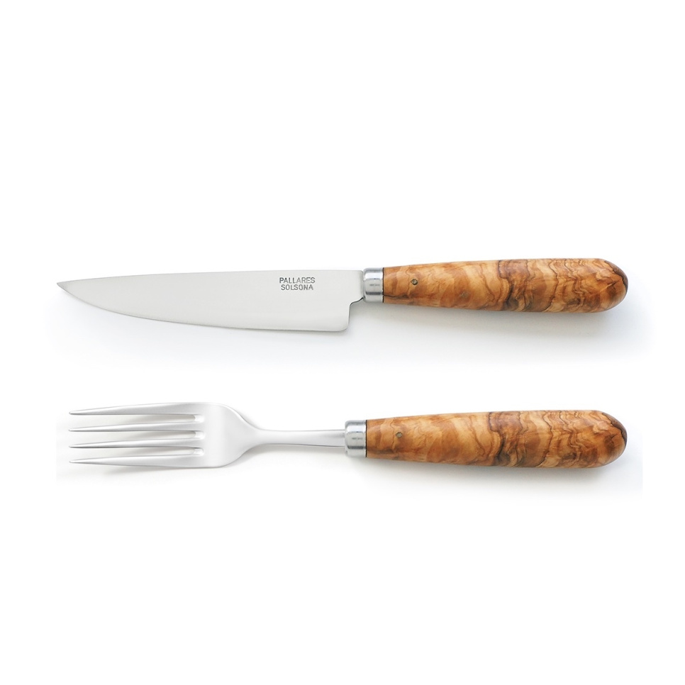 Knife and Fork with Olive Wood Handle, 2-pack - Pallarès in the group Table setting / Cutlery / The cutlery at KitchenLab (1451-35493)