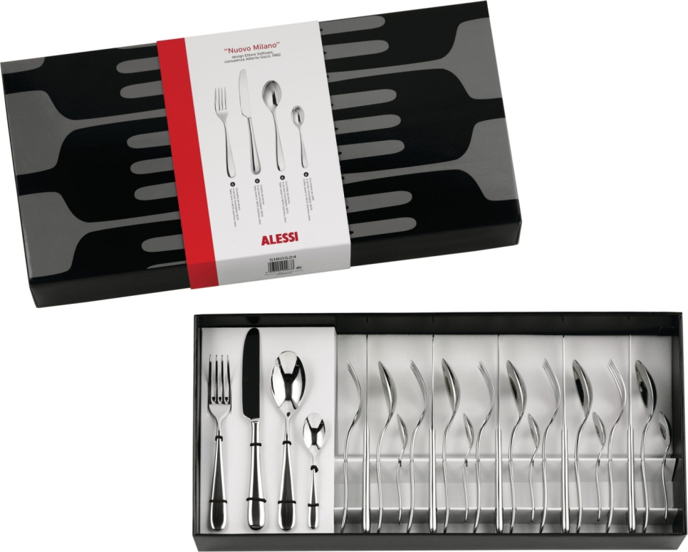 Alessi Nuovo Milano, Cutlery set 24 parts with fully cast knives in the group Table setting / Cutlery / The cutlery at KitchenLab (1466-12118)