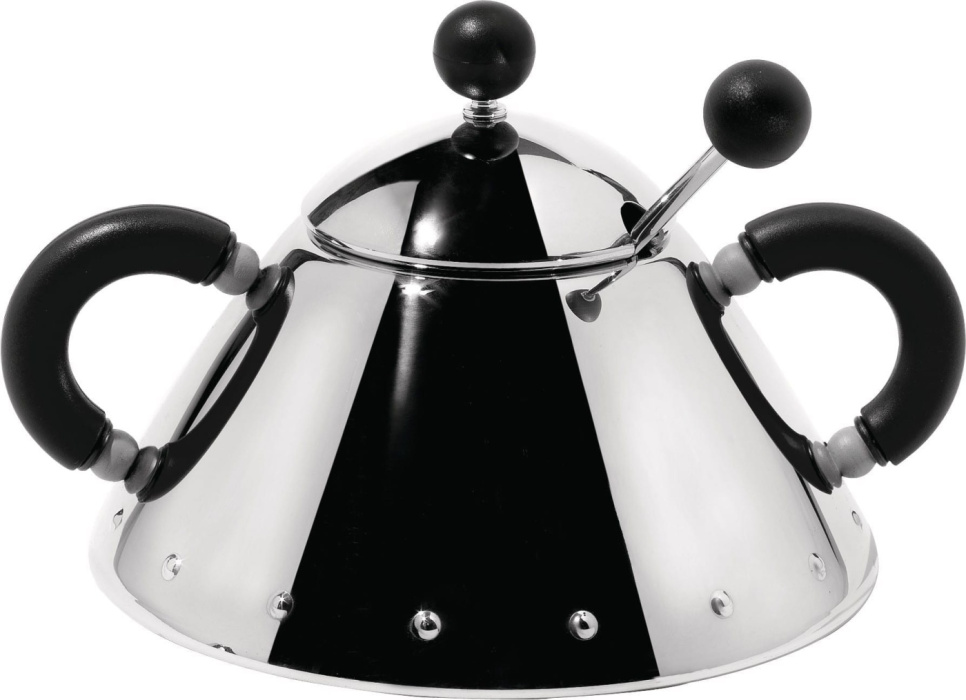 Sugar bowl with spoon, steel/black in the group Table setting / Plates, Bowls & Dishes / Bowls at KitchenLab (1466-12132)