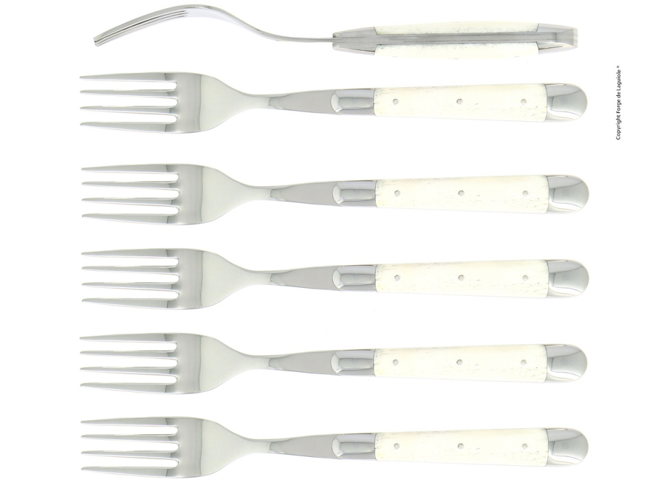 Six forks, bone handle, polished, Tradition - Forge de Laguiole in the group Table setting / Cutlery / Forks at KitchenLab (1466-22184)