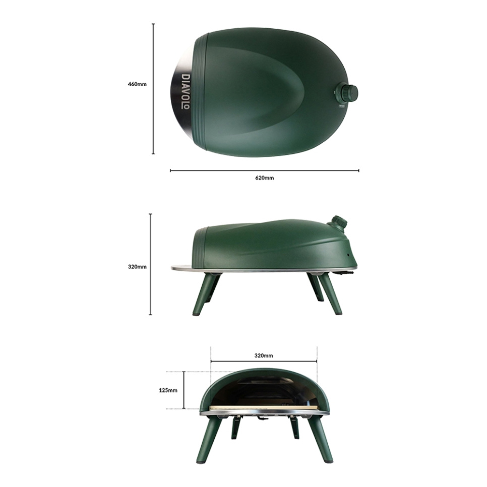Pizza oven Diavolo, Gas fired, Green - Delivita