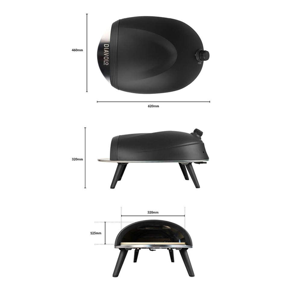 Pizza oven Diavolo, Gas fired, Black - Delivita