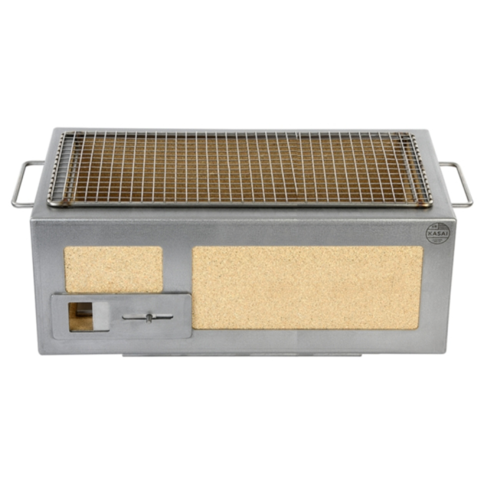 Table Grill/Conro Grill with Stainless Steel Frame, Medium Long 54 x 26.5 cm - Kasai