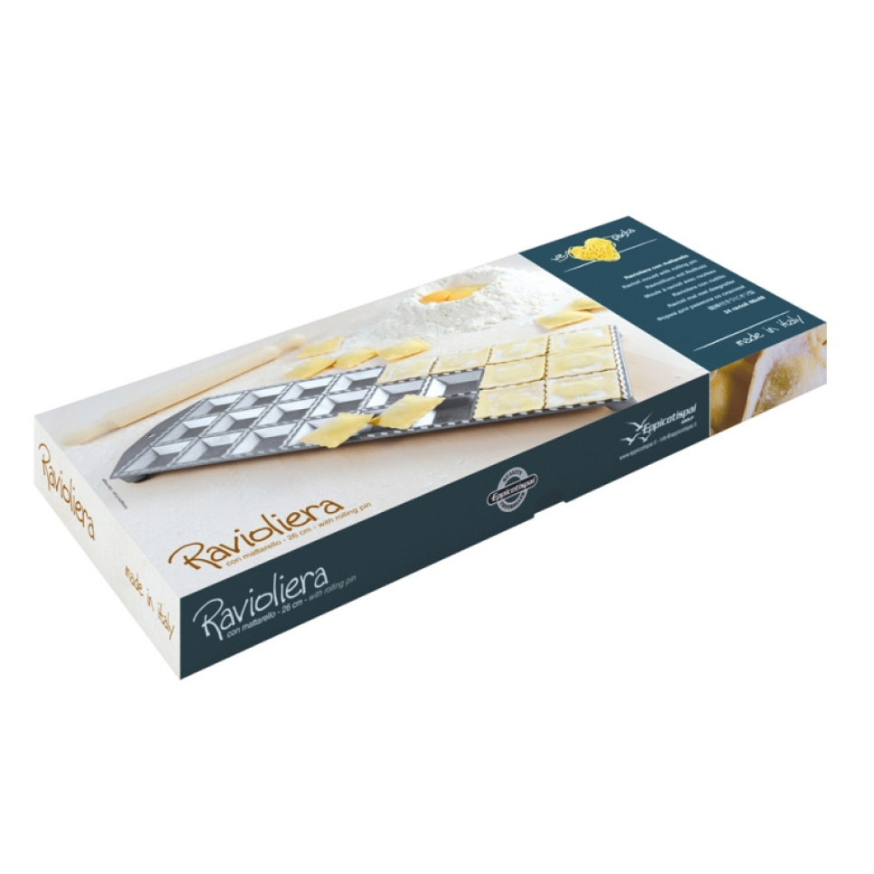 Ravioli mold with rolling pin, 24 square pieces - Eppicotispai