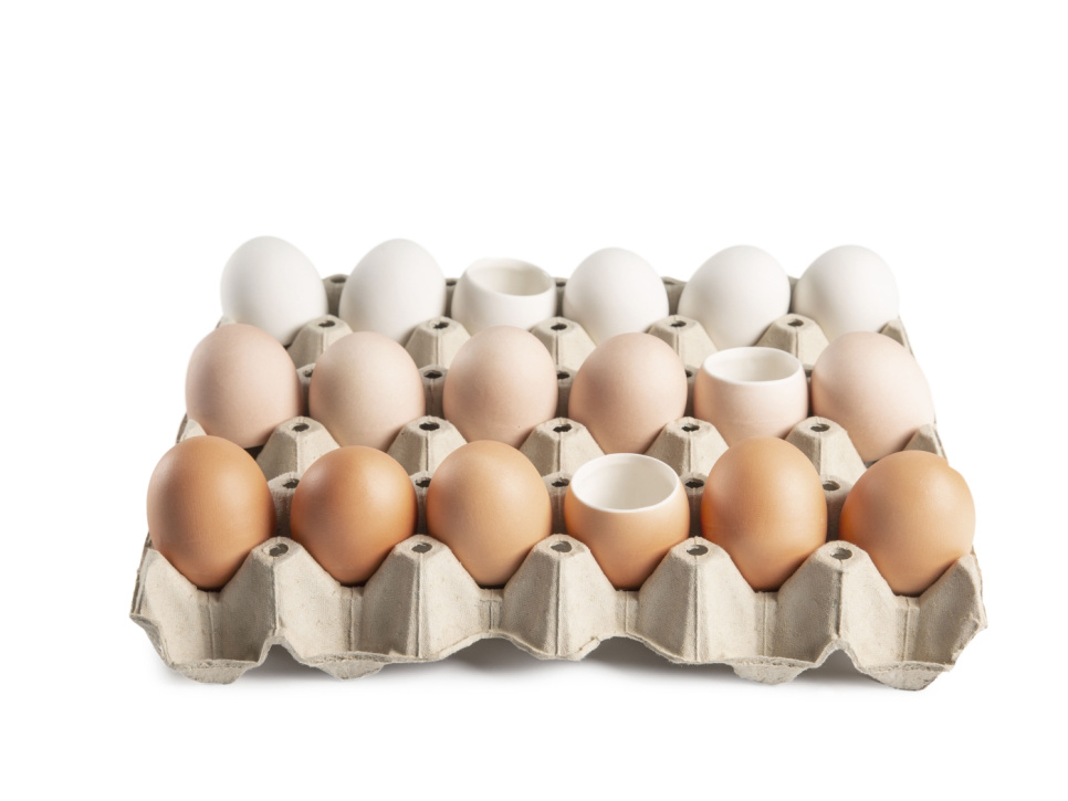 Eggs in porcelain for serving, white, 6-pack - 100% Chef