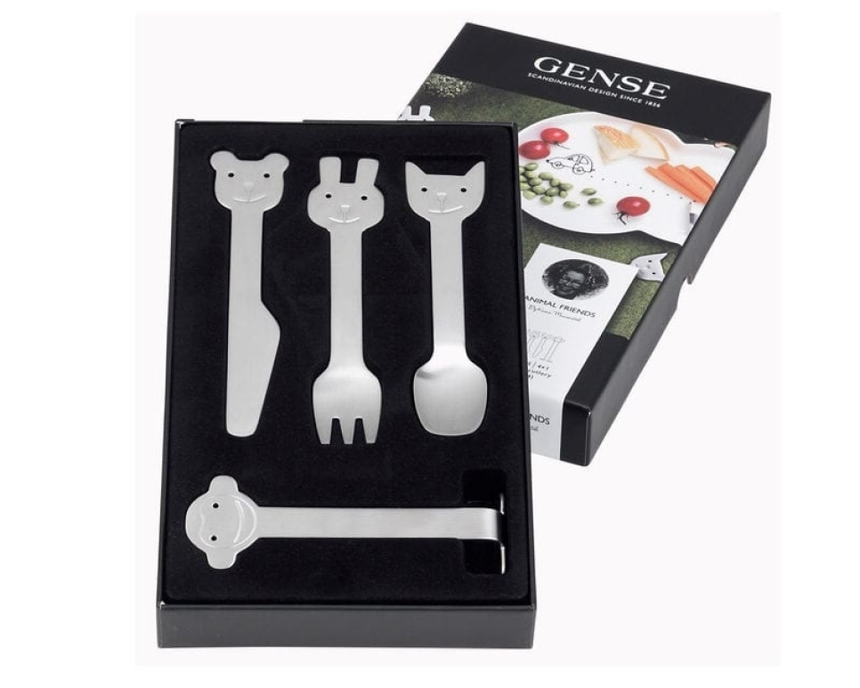 Animal Friends, children\'s cutlery 4 parts matt steel - Gense in the group Table setting / Cutlery / The cutlery at KitchenLab (1544-23921)