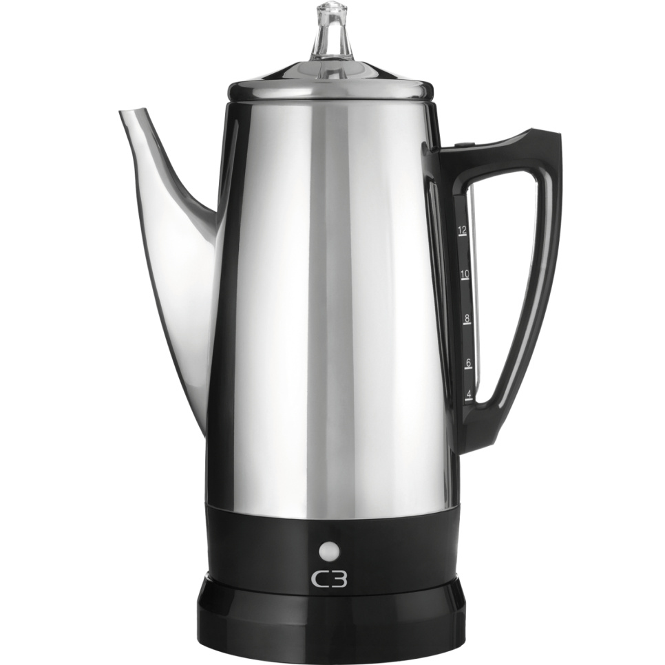Percolator, Brushed Stainless Steel, 12 Cups – C3 in the group Tea & Coffee / Brew coffee / Coffee maker at KitchenLab (1576-31137)