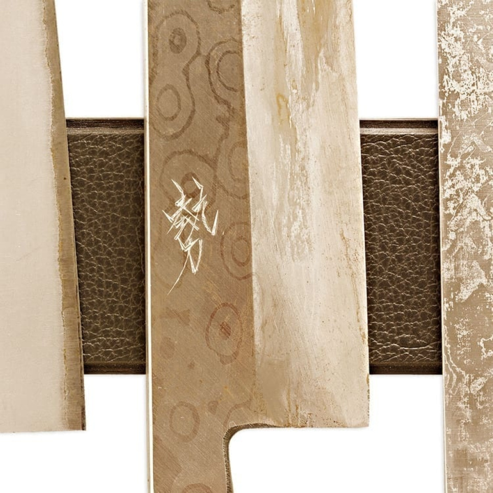 Knife edge in black leather, black oak - Piotr The Bear