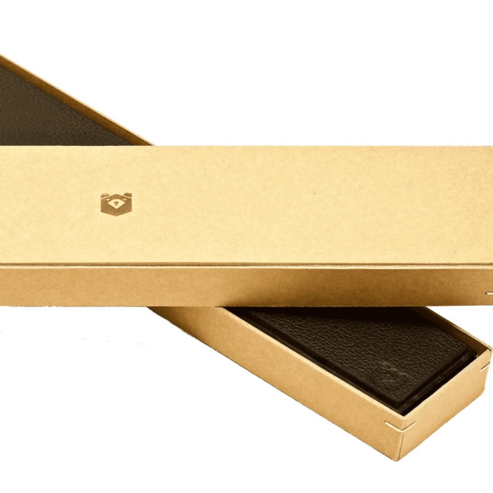 Knife edge in black leather, black oak - Piotr The Bear